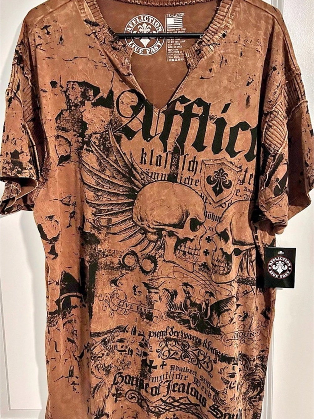 Affliction Neglect Tee Graphic Short Sleeve Tee Size 2X NWT